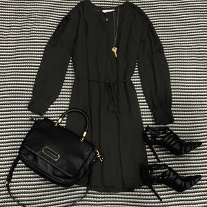 Ann Taylor Loft Gray Lace Long Sleeve Shirt Dress